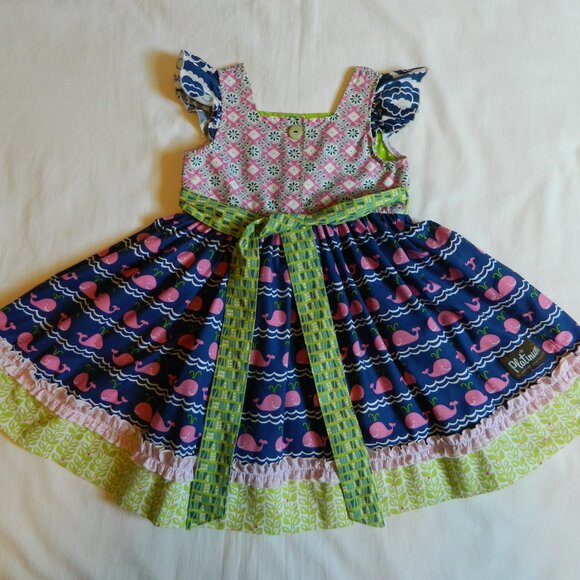 Matilda Jane Platinum Loves Me Dress Pink Whales size 4 - Picture 8 of 8